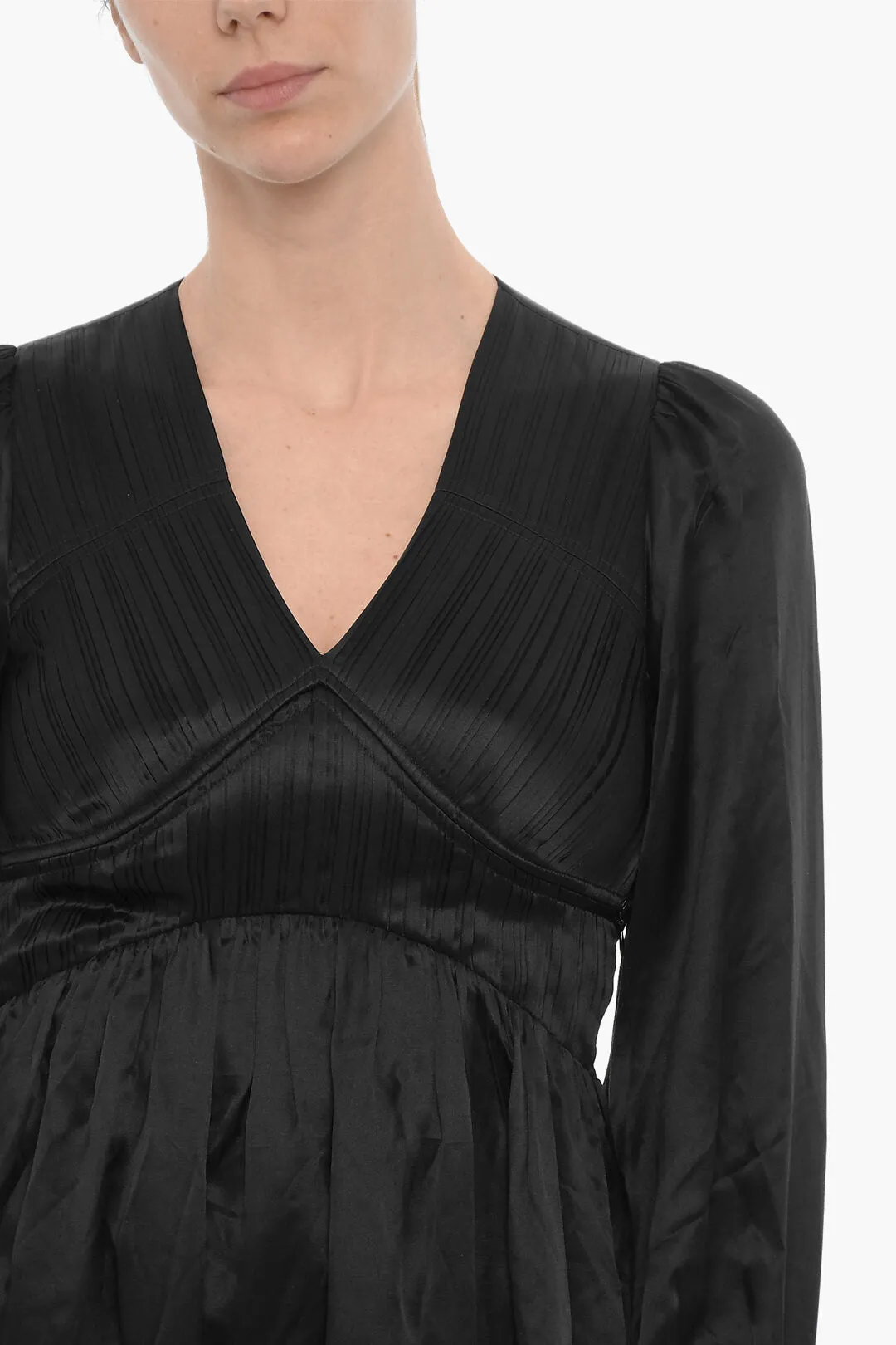 AllSaints Satin ESTA Empire Dress with Ruches 44 Italian size