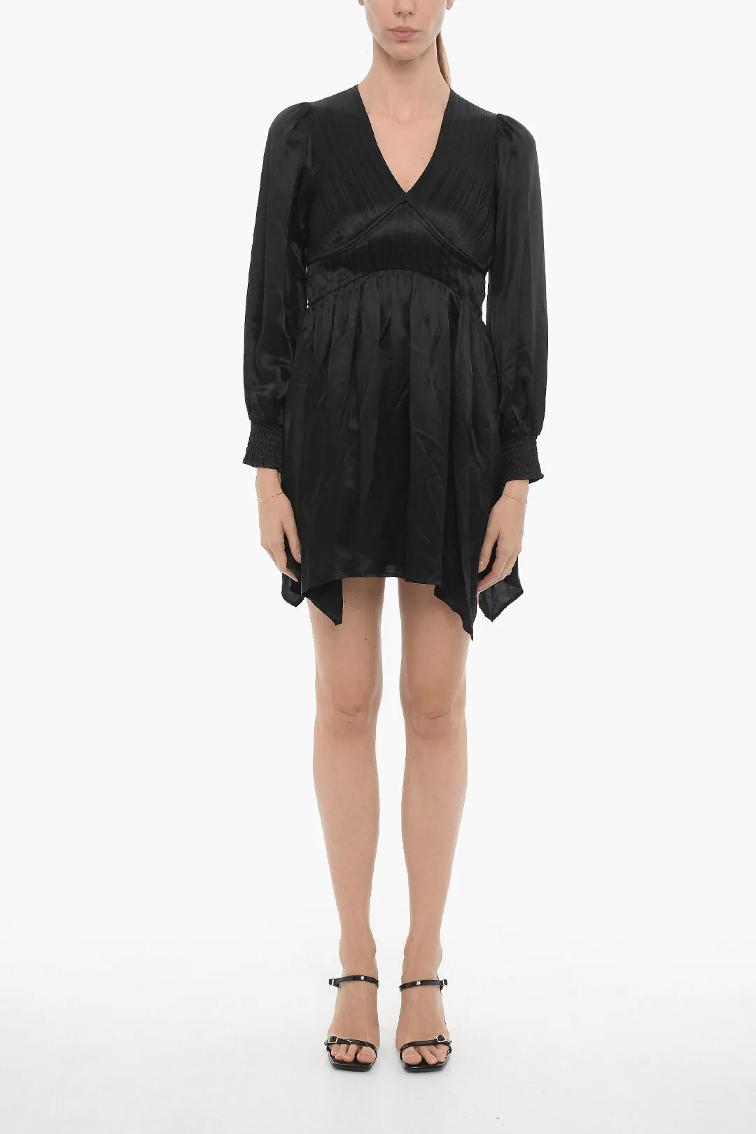 AllSaints Satin ESTA Empire Dress with Ruches 44 Italian size
