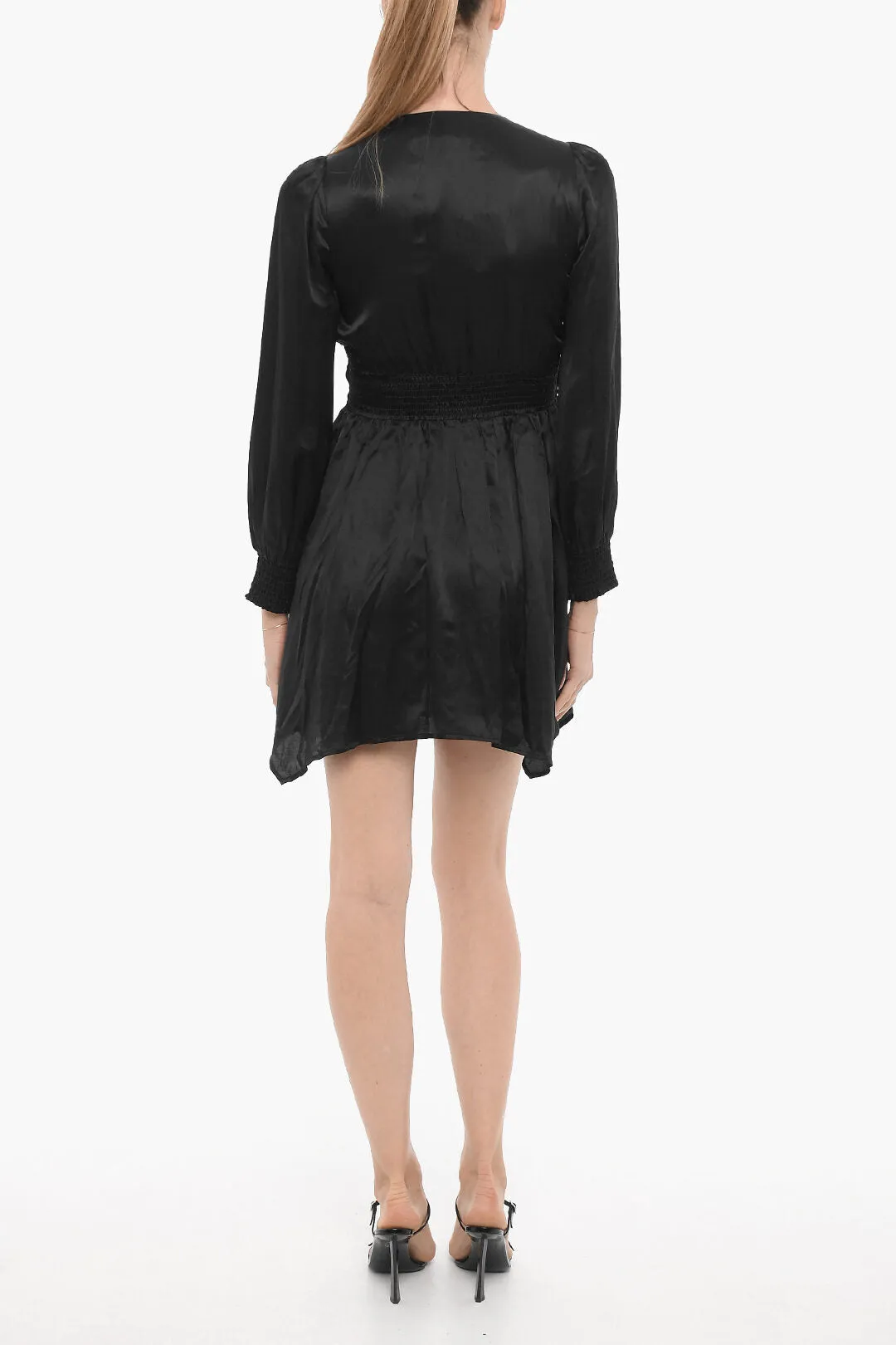 AllSaints Satin ESTA Empire Dress with Ruches 44 Italian size