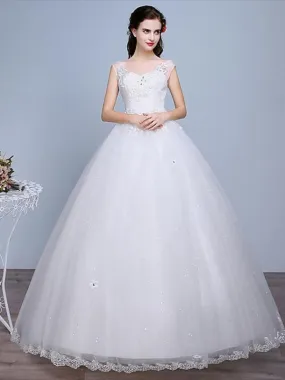 Ball Gown Wedding Dresses Sweetheart Neckline Floor Length Lace Tulle Polyester Sleeveless Romantic Glamorous Sexy