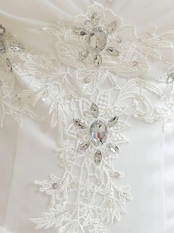Ball Gown Wedding Dresses Sweetheart Neckline Floor Length Organza Strapless Glamorous Sparkle & Shine