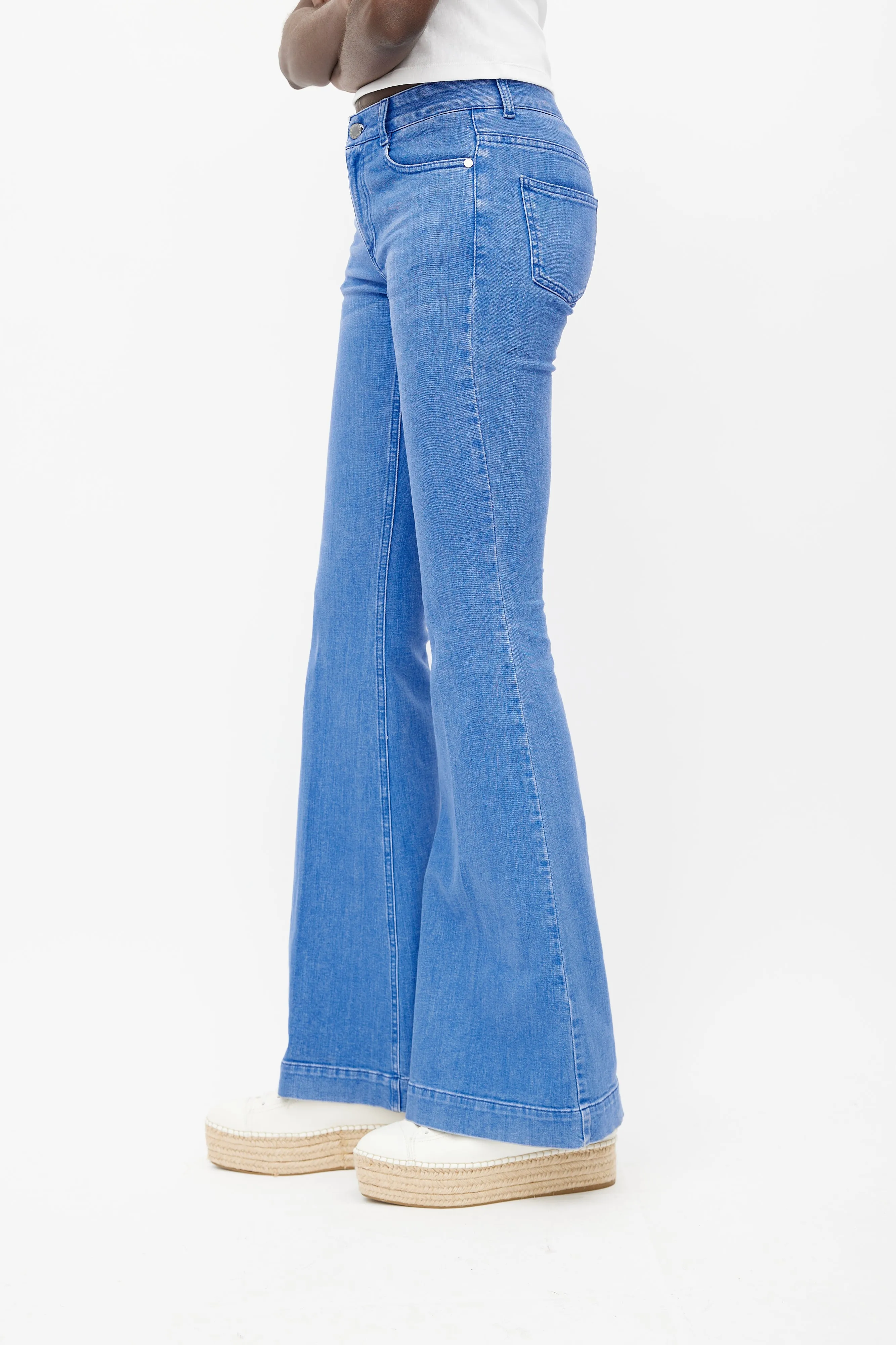Blue Flared Denim Jeans