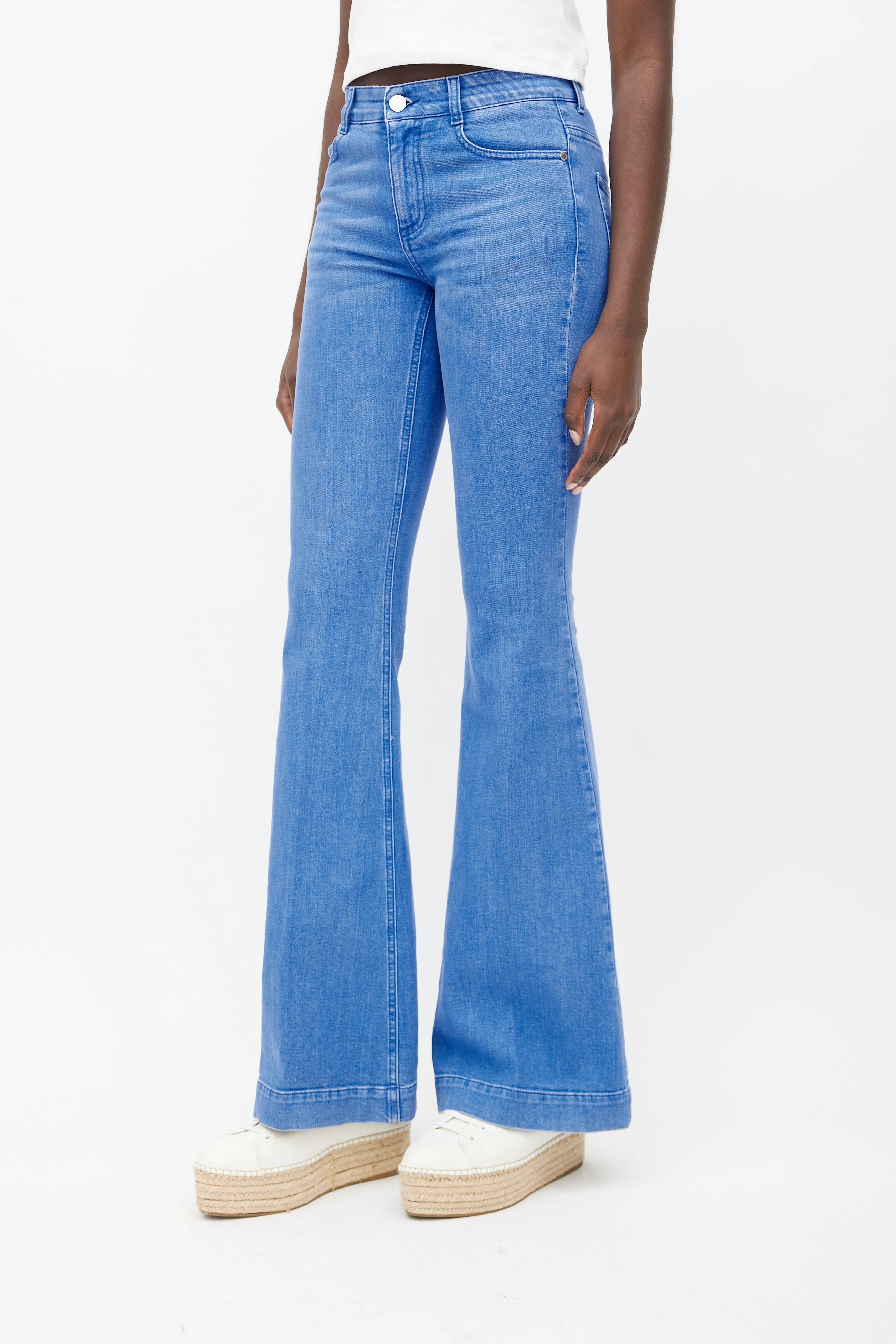 Blue Flared Denim Jeans