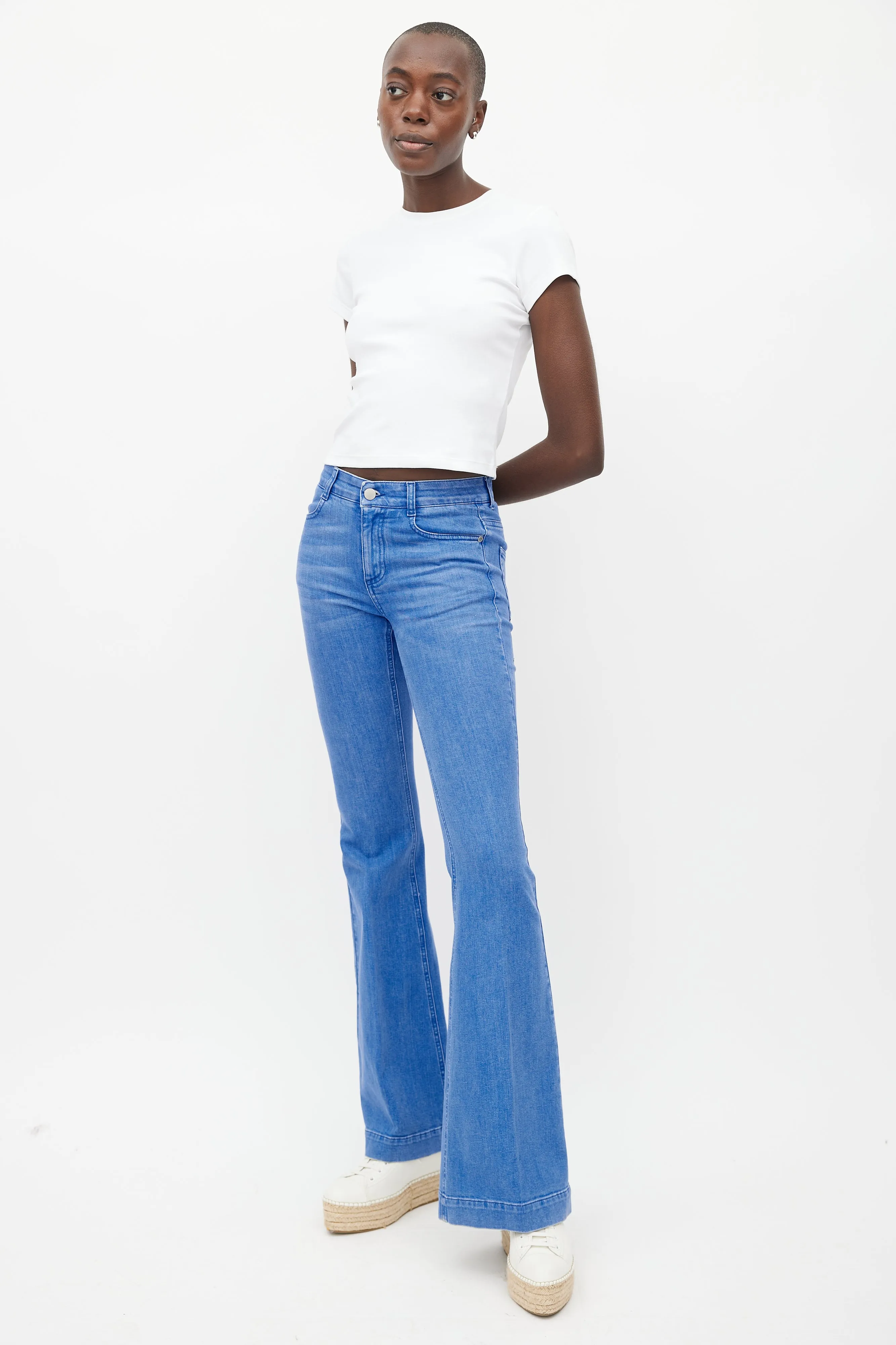 Blue Flared Denim Jeans