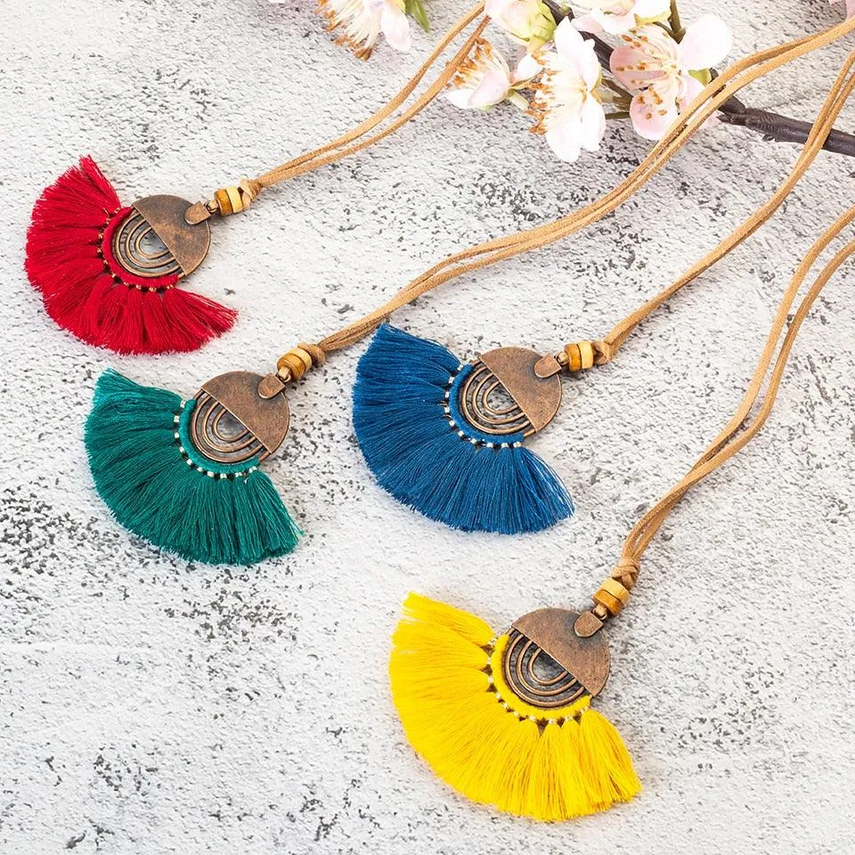 Boho Charm Tassel Pendant Necklace