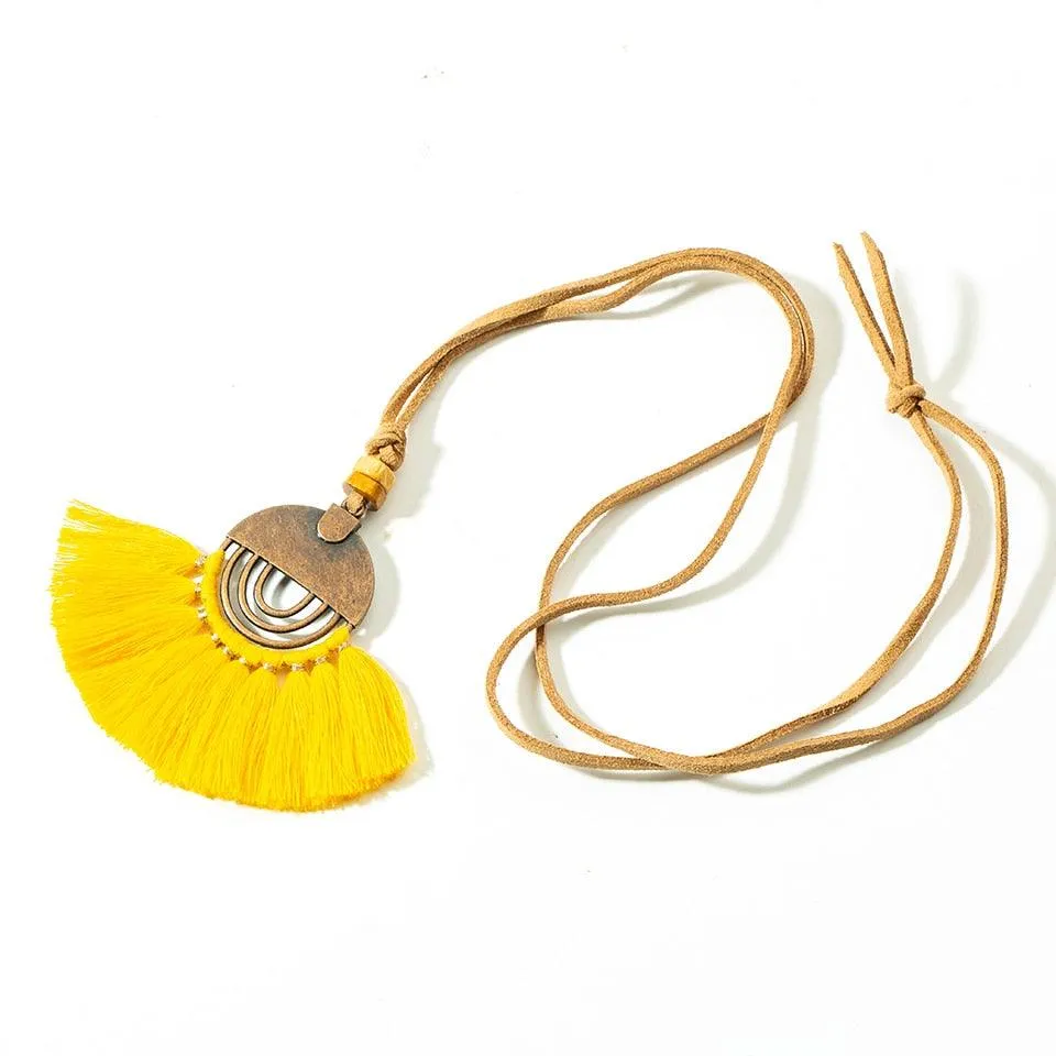 Boho Charm Tassel Pendant Necklace