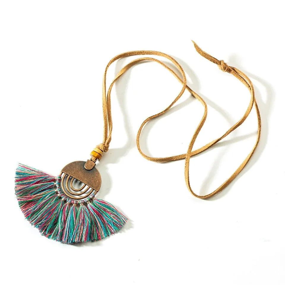 Boho Charm Tassel Pendant Necklace