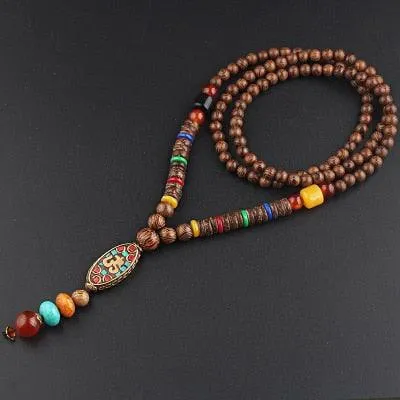 Boho Mala Wood Necklace