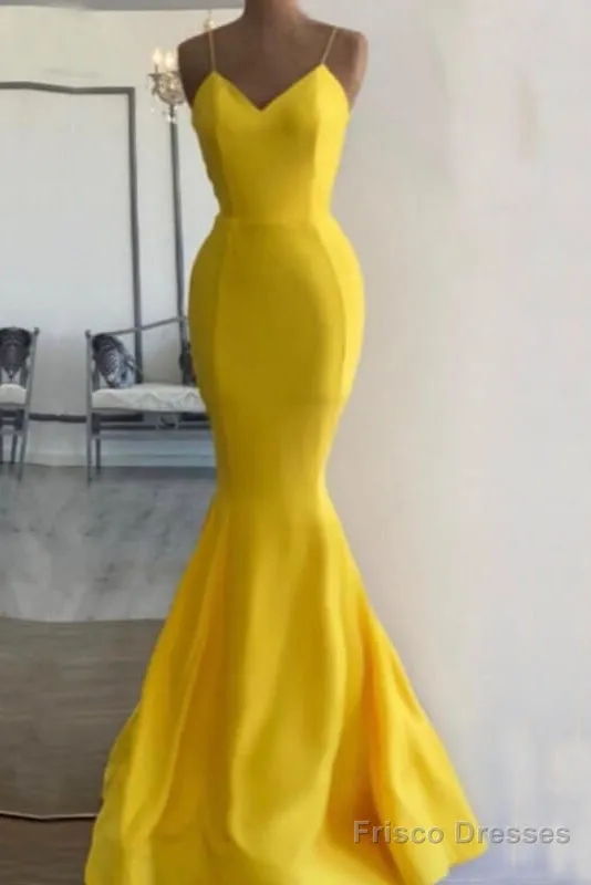 Bright Yellow Mermaid Satin Dresses