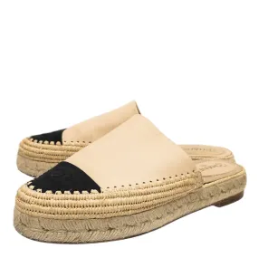 Chanel Bicolor CC Raffia Espadrille Mules 39