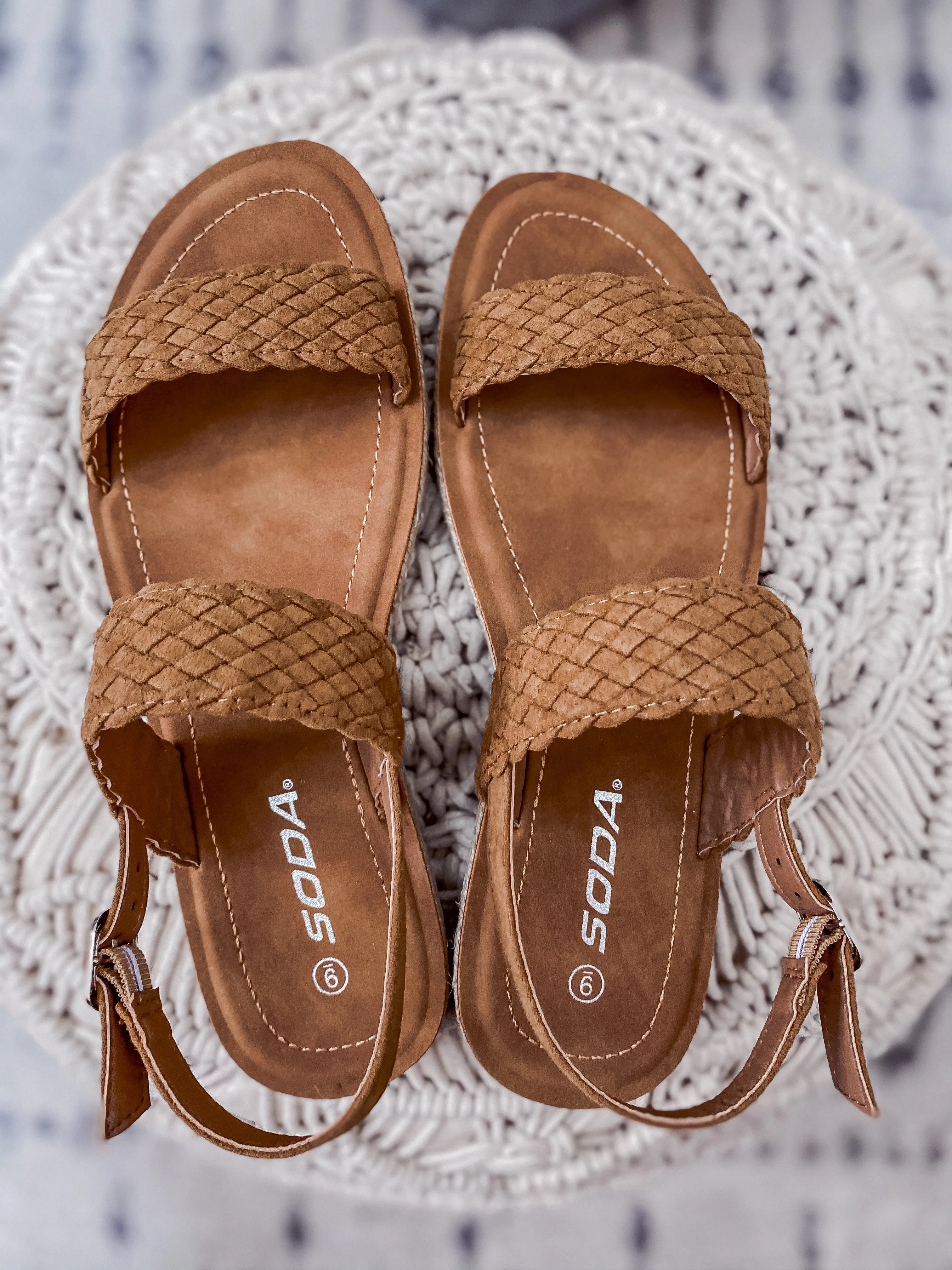 Coffee Woven Flat Espadrille Sandal