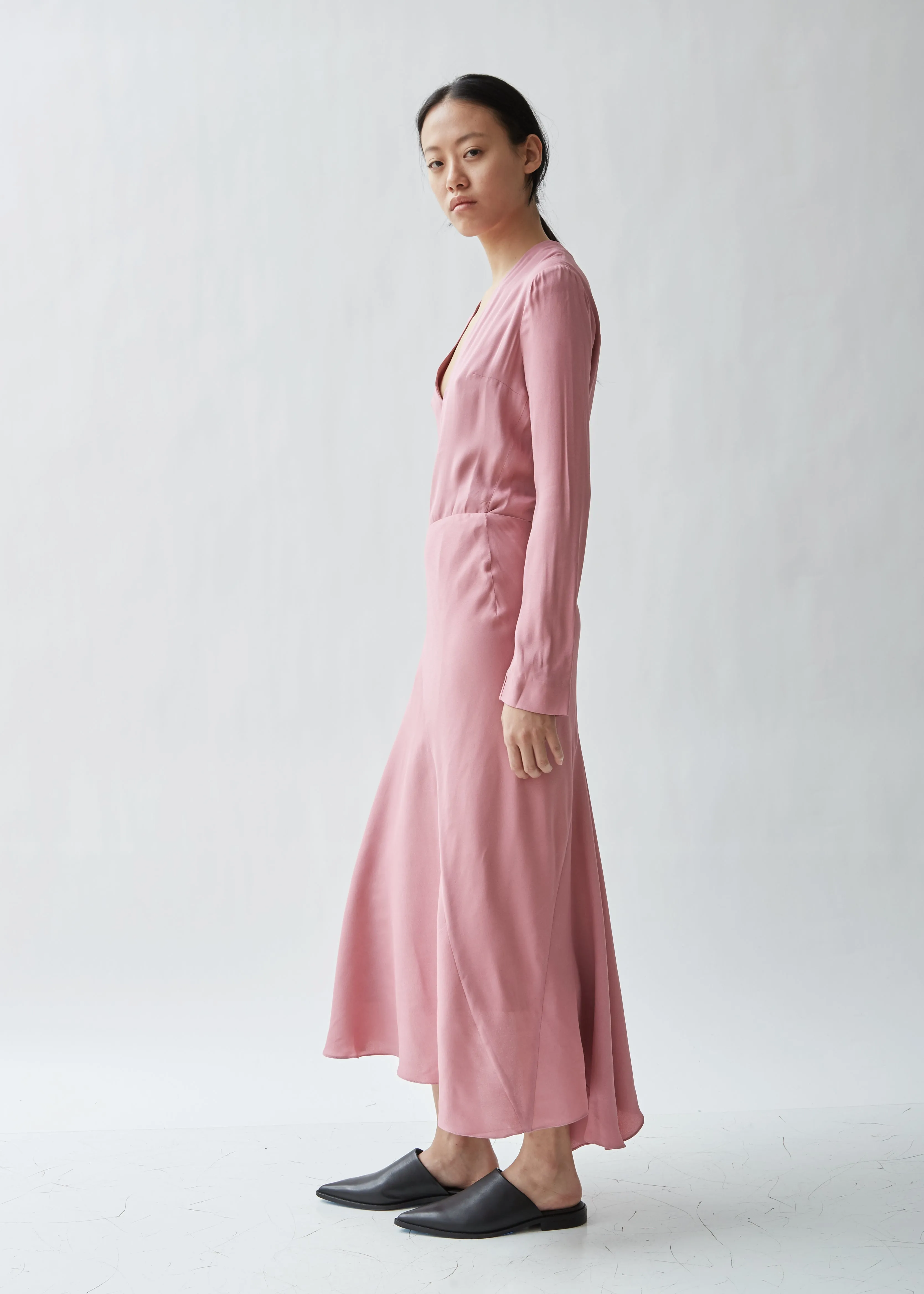 Crepe Long Sleeve Wrap Dress