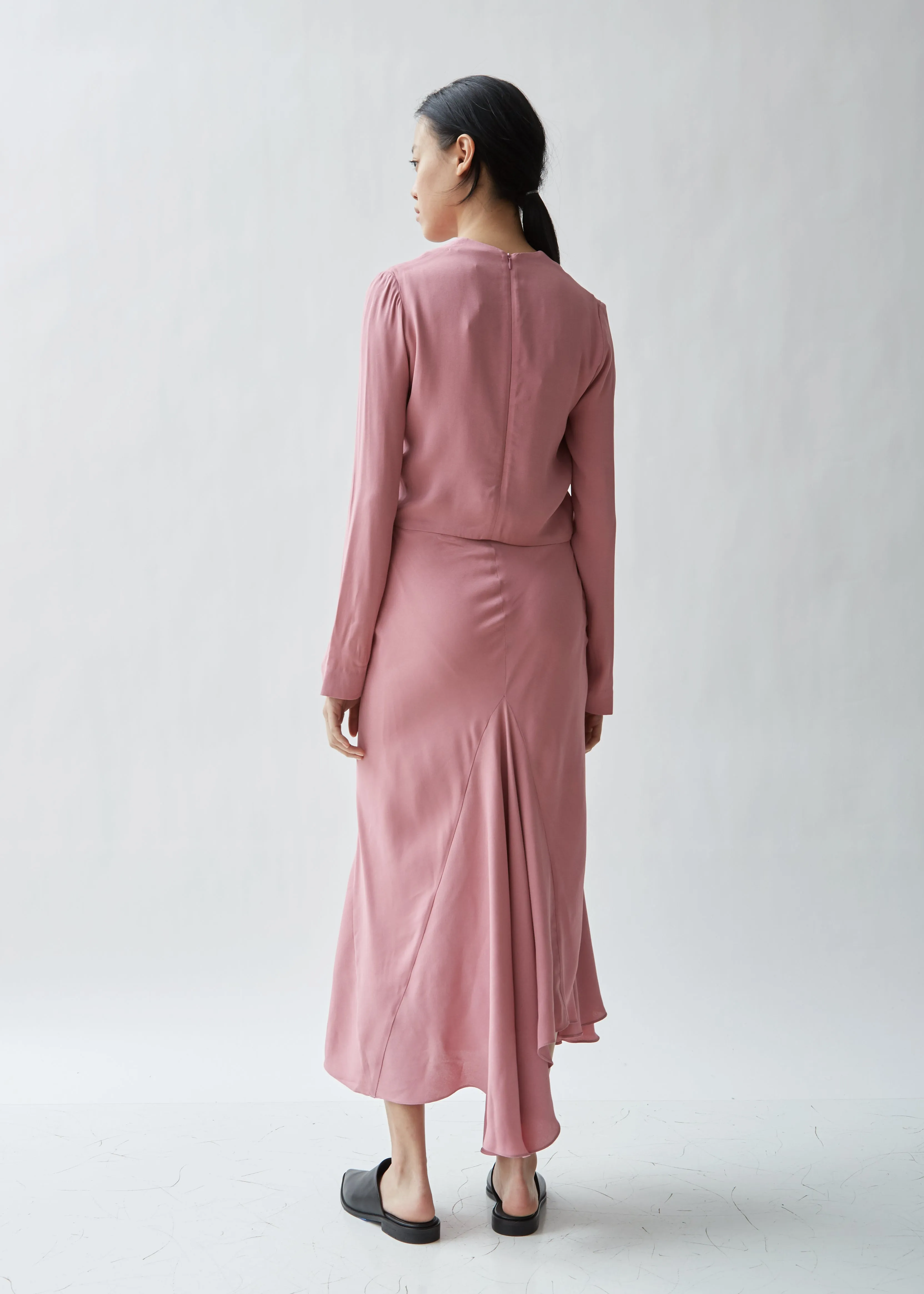 Crepe Long Sleeve Wrap Dress