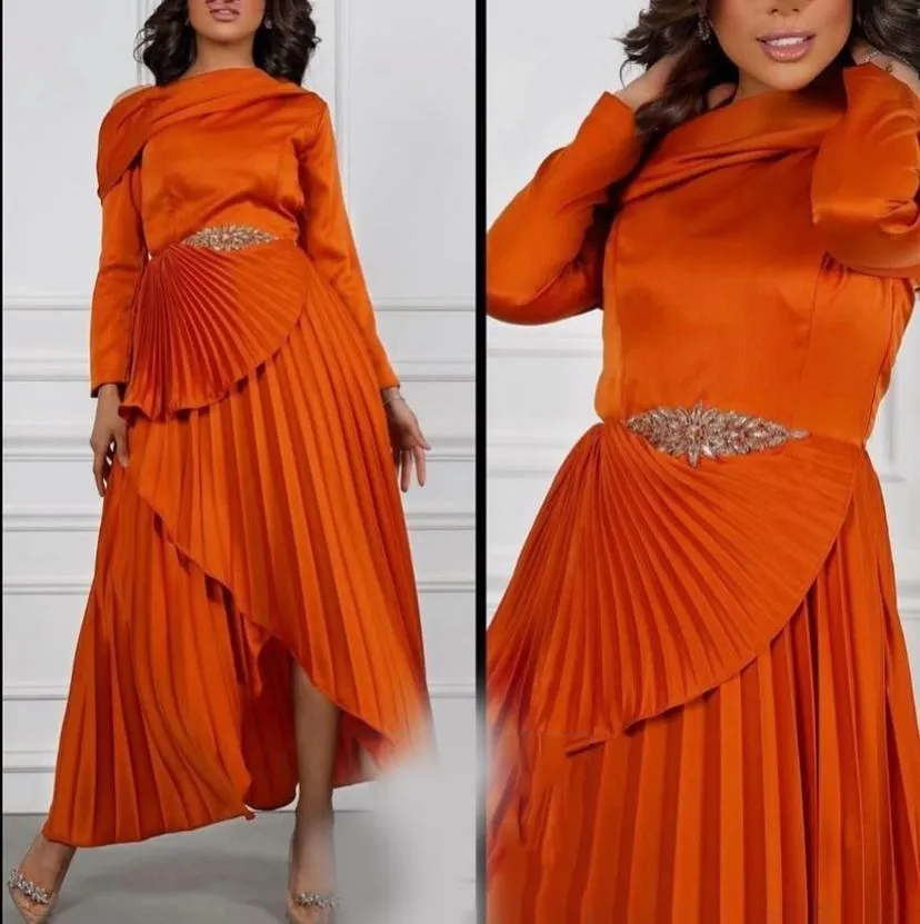 Elegant high neck long sleeve a line evening dresses and wedding party dresses   S4807946