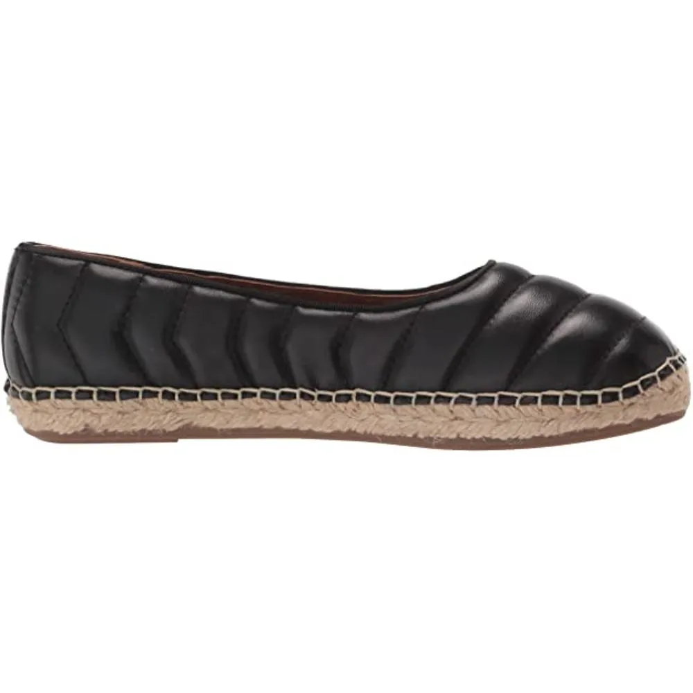 Kiya Black Leather Franco Sarto Espadrille Flats