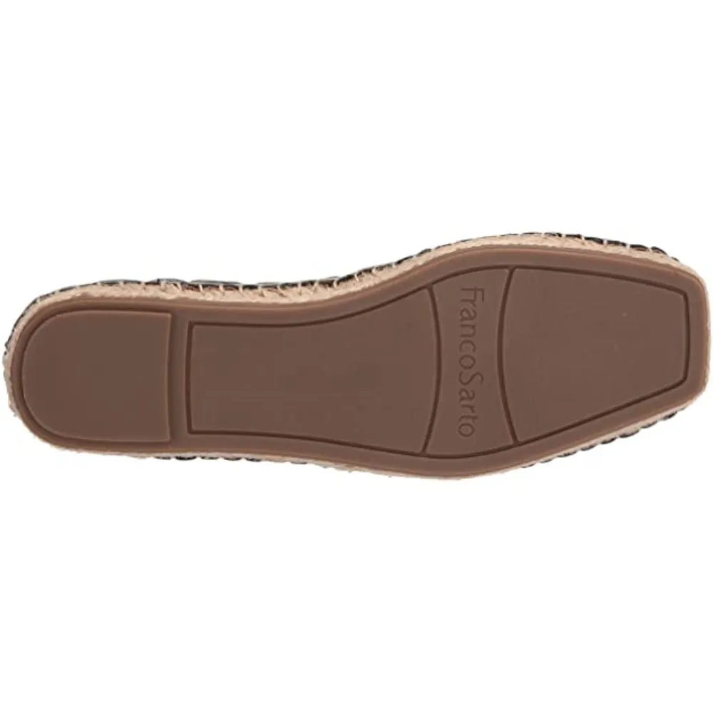 Kiya Black Leather Franco Sarto Espadrille Flats