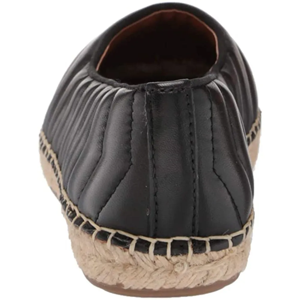 Kiya Black Leather Franco Sarto Espadrille Flats