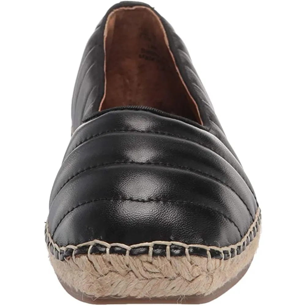 Kiya Black Leather Franco Sarto Espadrille Flats