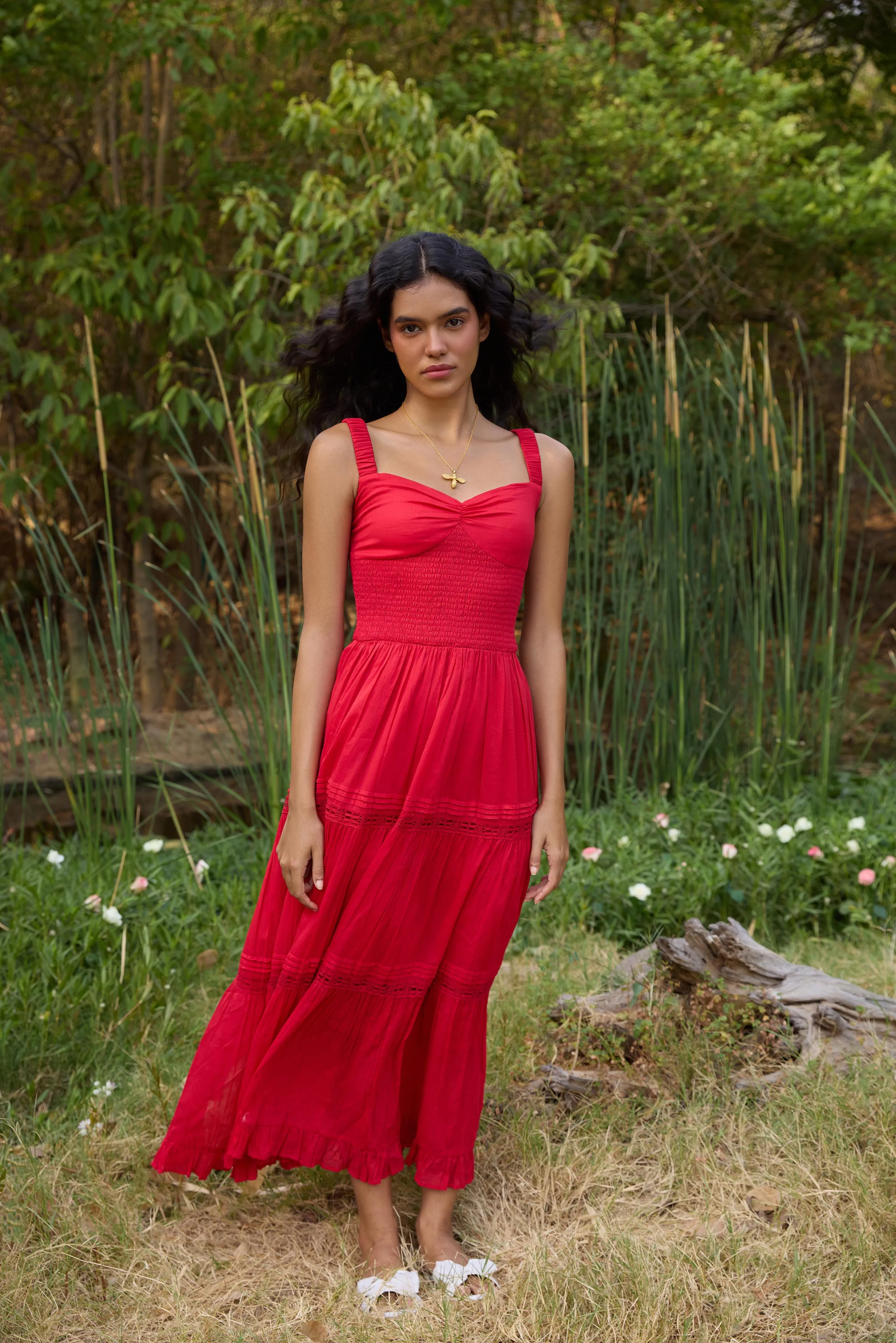 Red Flared Maxi Dress