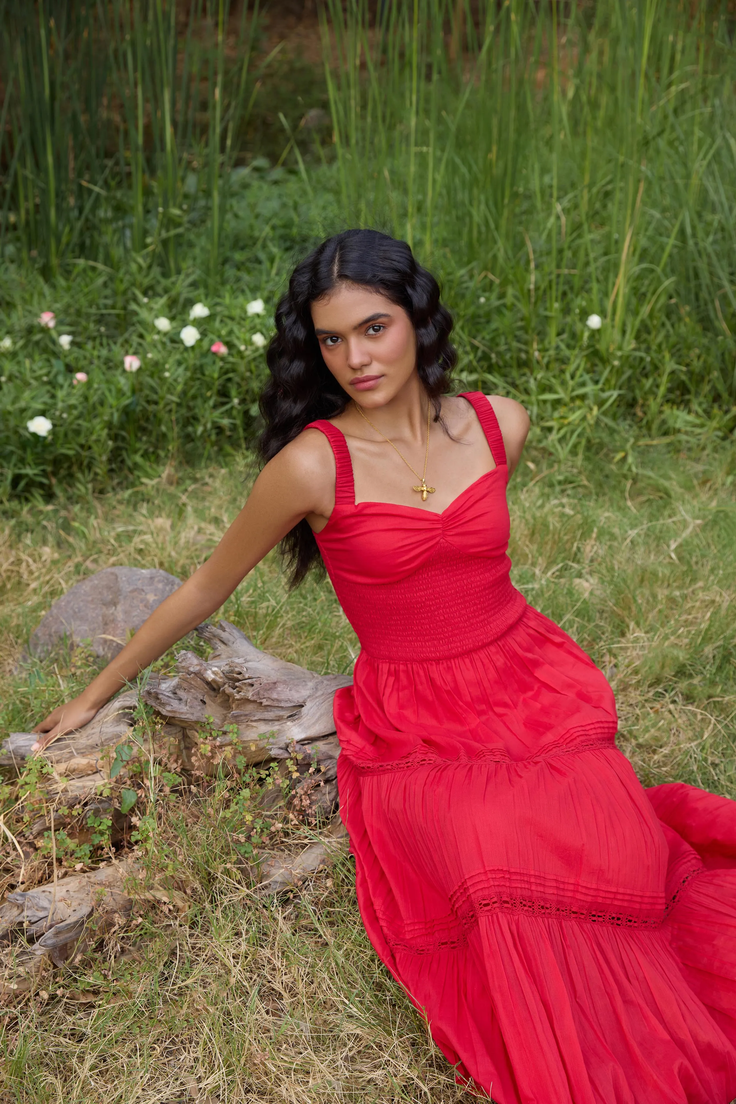Red Flared Maxi Dress