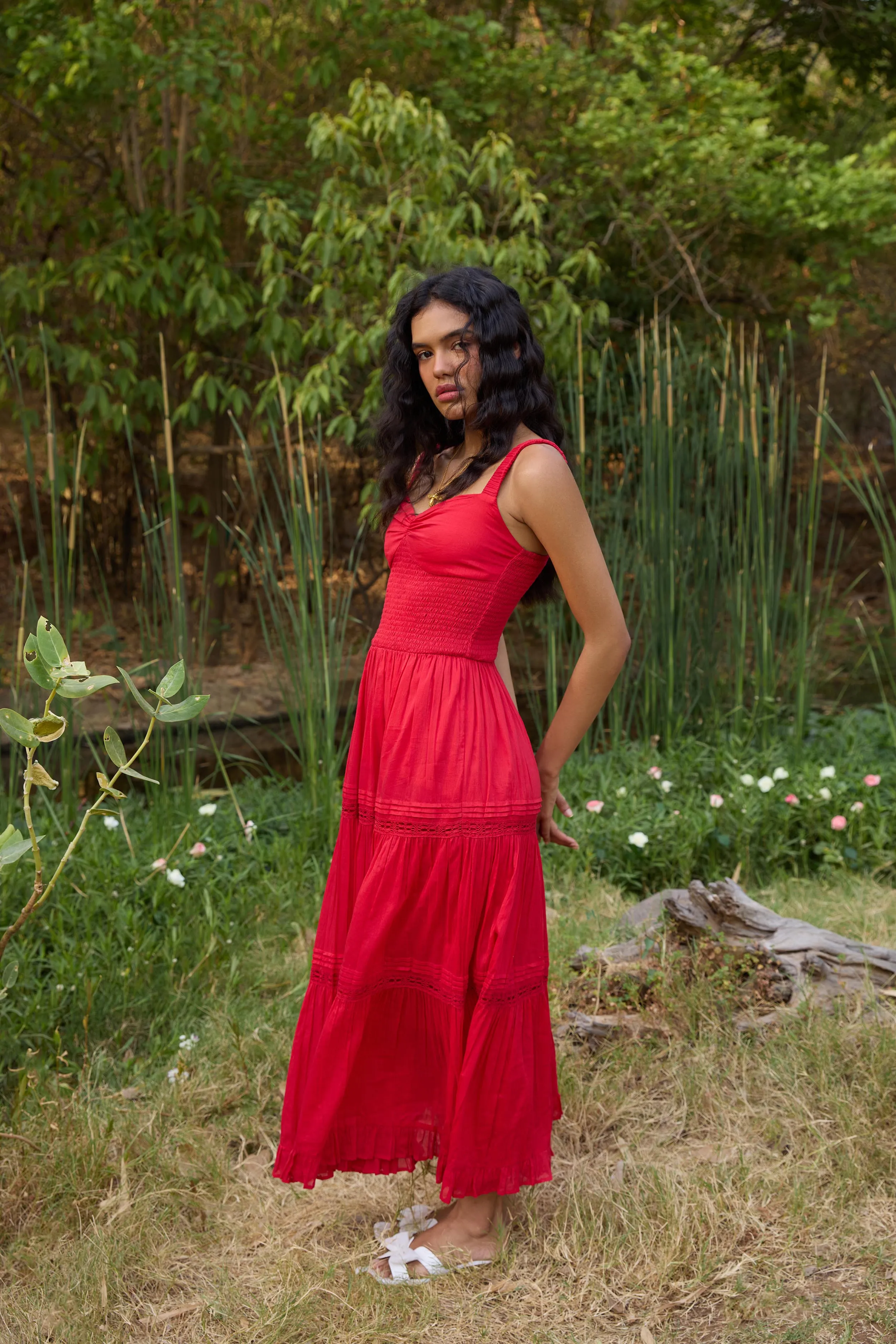 Red Flared Maxi Dress