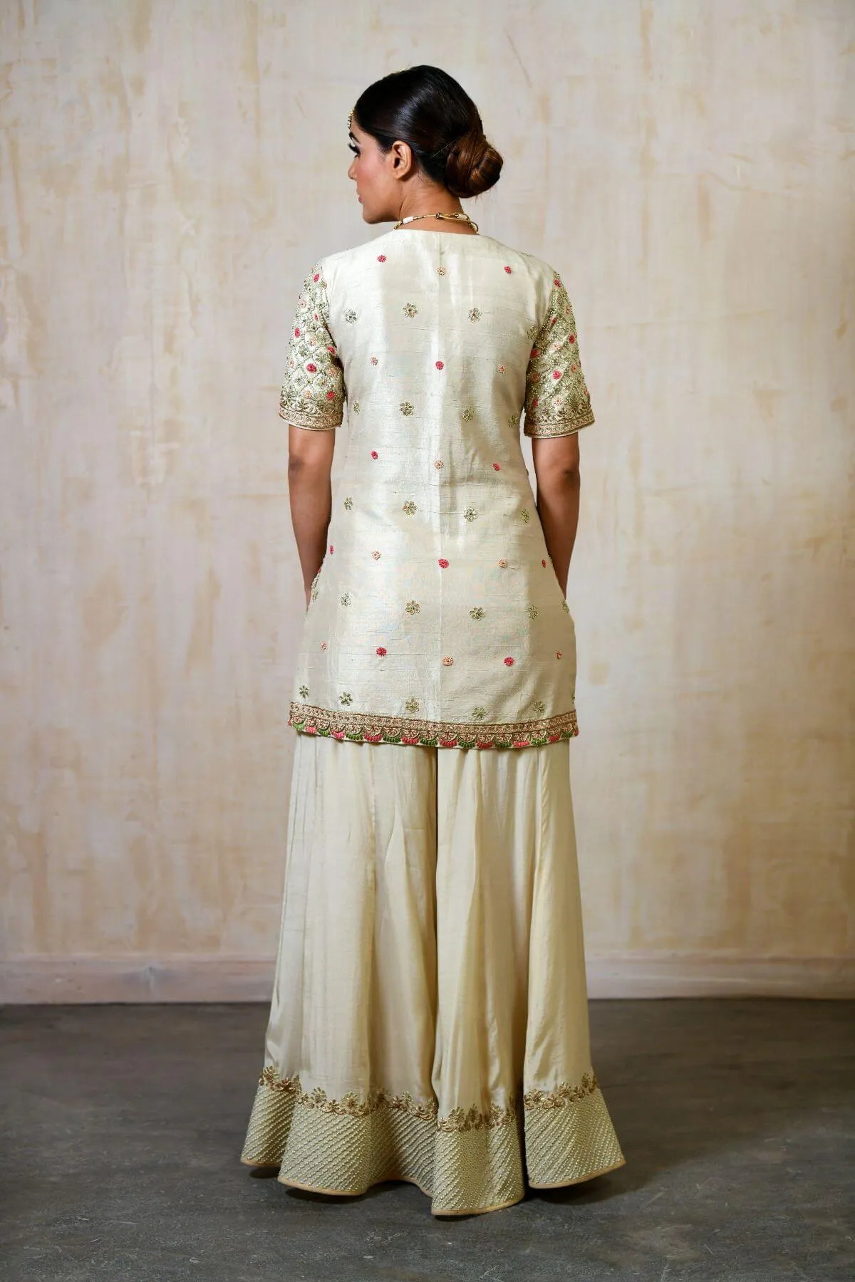 Silk Dori Work Sharara Shirt