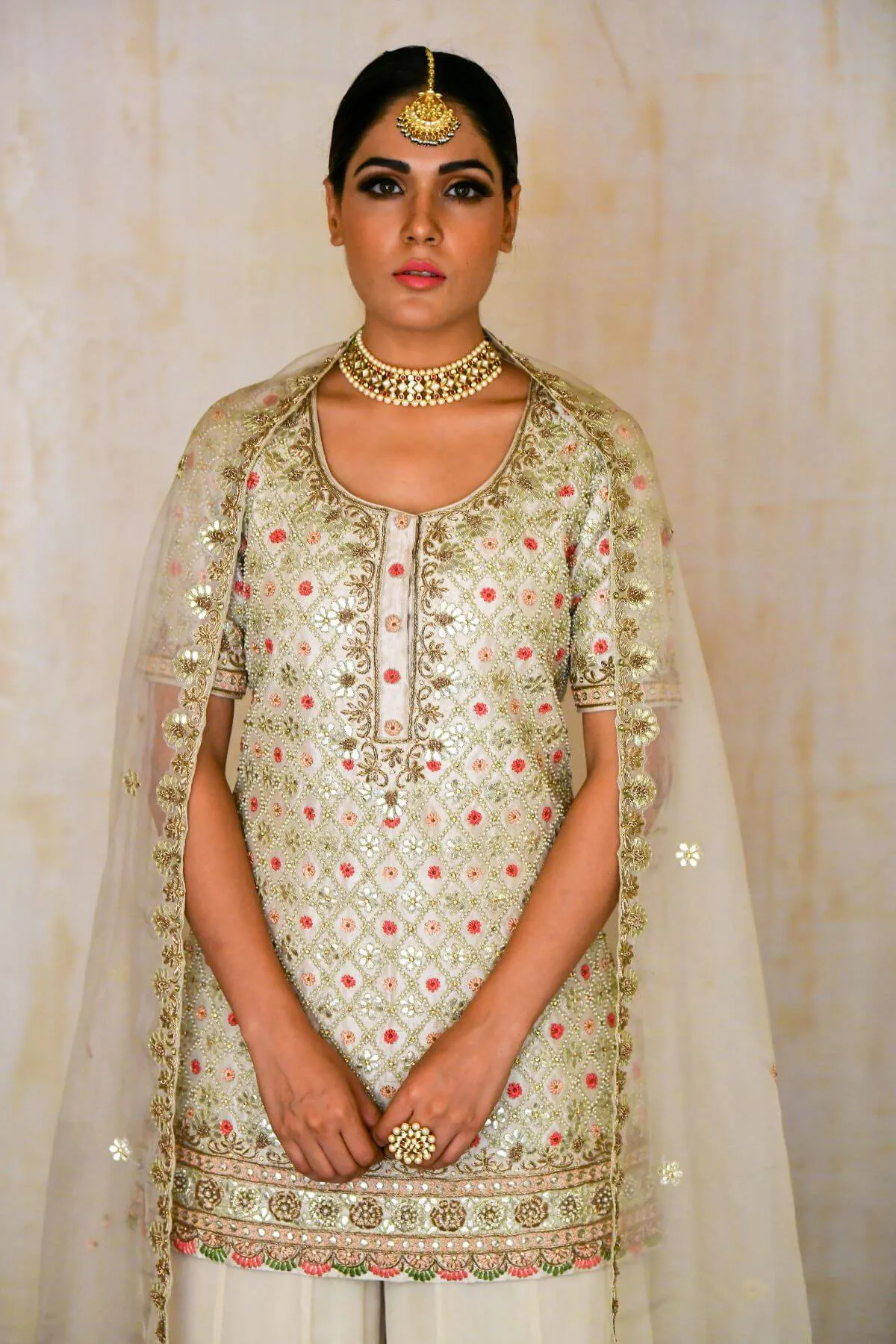 Silk Dori Work Sharara Shirt
