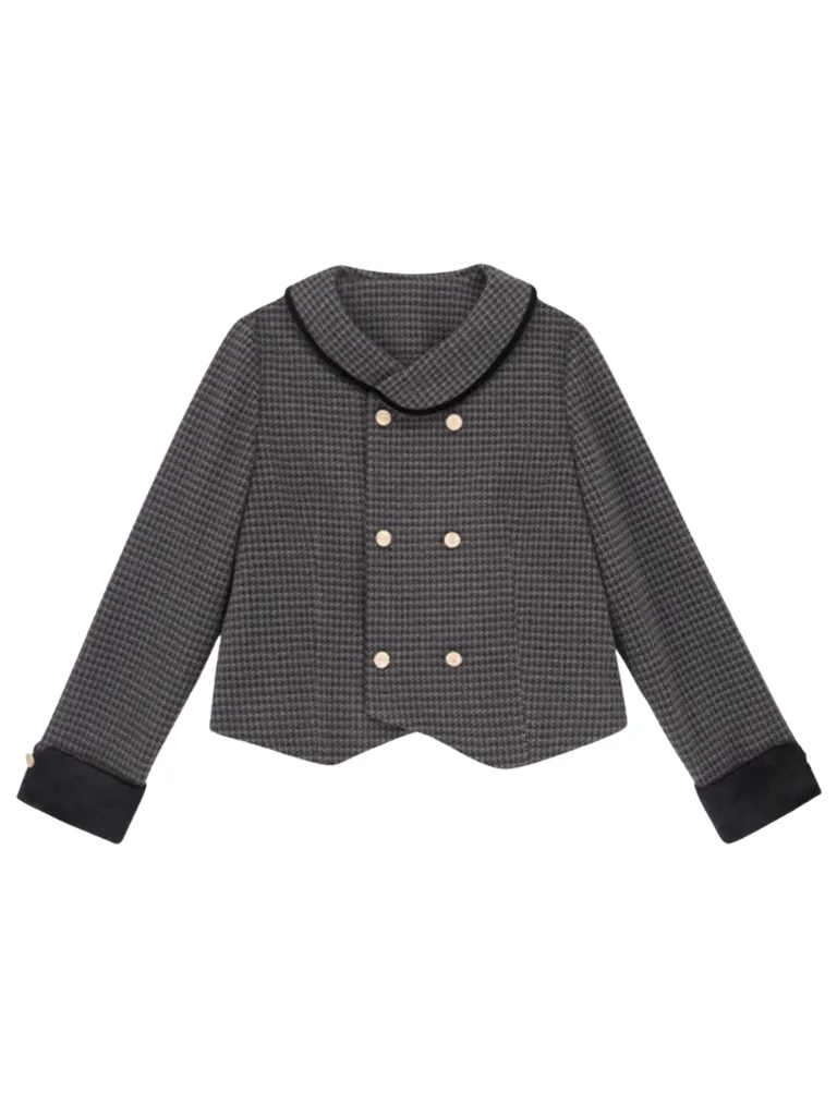 Skirt Check Flared Retro Ribbon Dark Double   Top