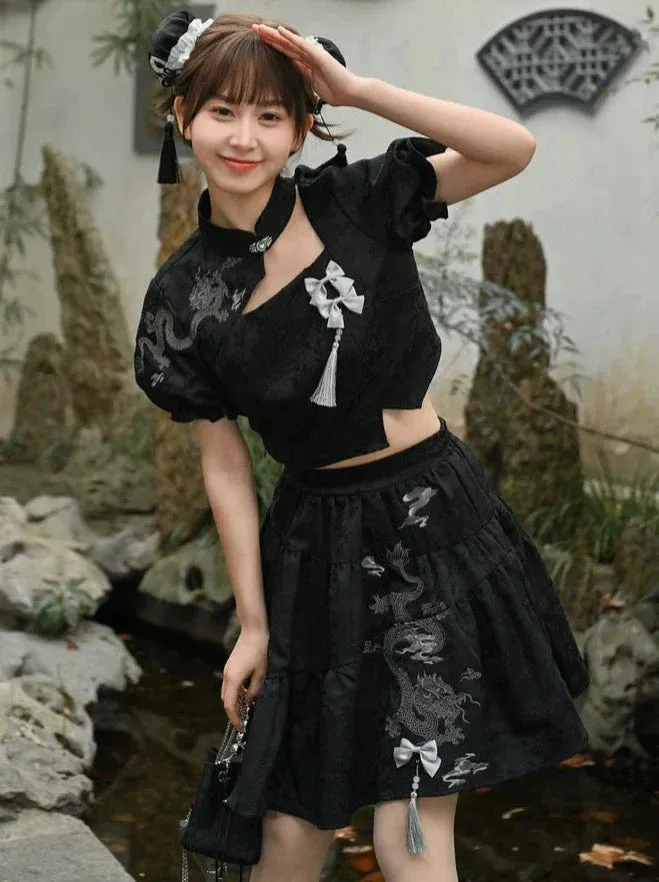 Skirt China Flared Dragon