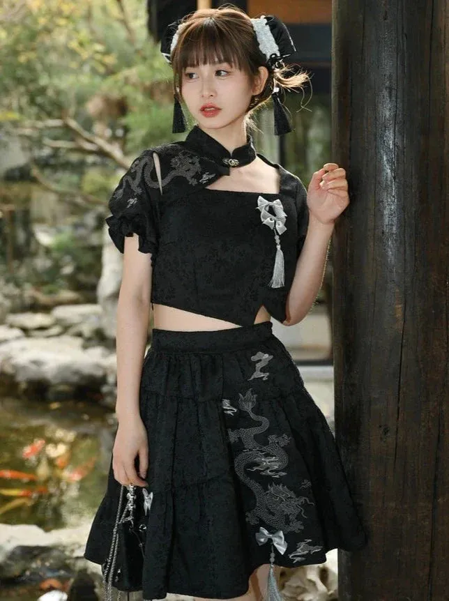 Skirt China Flared Dragon