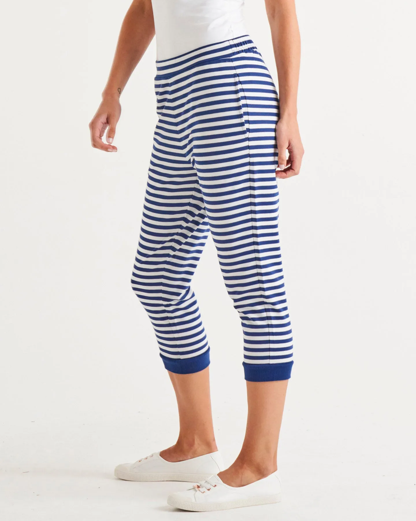 Tasha Crop Jogger - Ocean Stripe