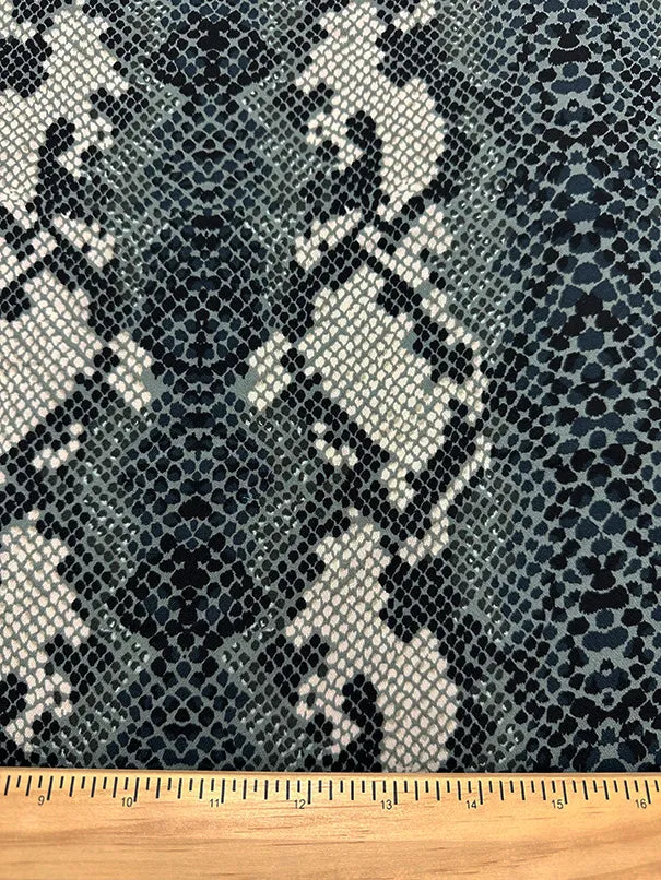 Teal Multi Snakeskin Animal Print Poly Georgette Fabric
